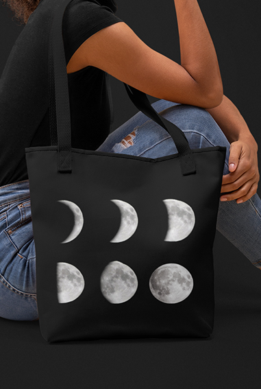 Moon-Phases-Tote-Bag-Shopping-Bags-Totes-Goth-Wicca-Witchcraft--Galaxy-Astronomy-Science-Lunar-Stars-Full-Fullmoon-Black-Women