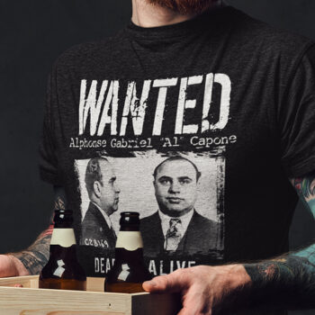 Wanted-Poster-T-shirt-OG-Original-Gangsters-Al-Capone-Mafia-Scarface-Reward-Bank-Robber-Murder-Outlaw-Men-Top-Unisex-Graphic-Tee-Black